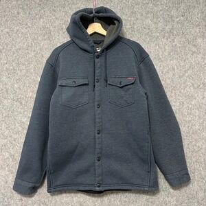 WOLVERINE Men's Sherpa Lined Snap Front Hoodie Jacket Blue Shaket Sz M